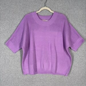 Blair Sweater‎ Top 2XL Lavender Purple Waffle Knitted Grandma Pastel Beachy